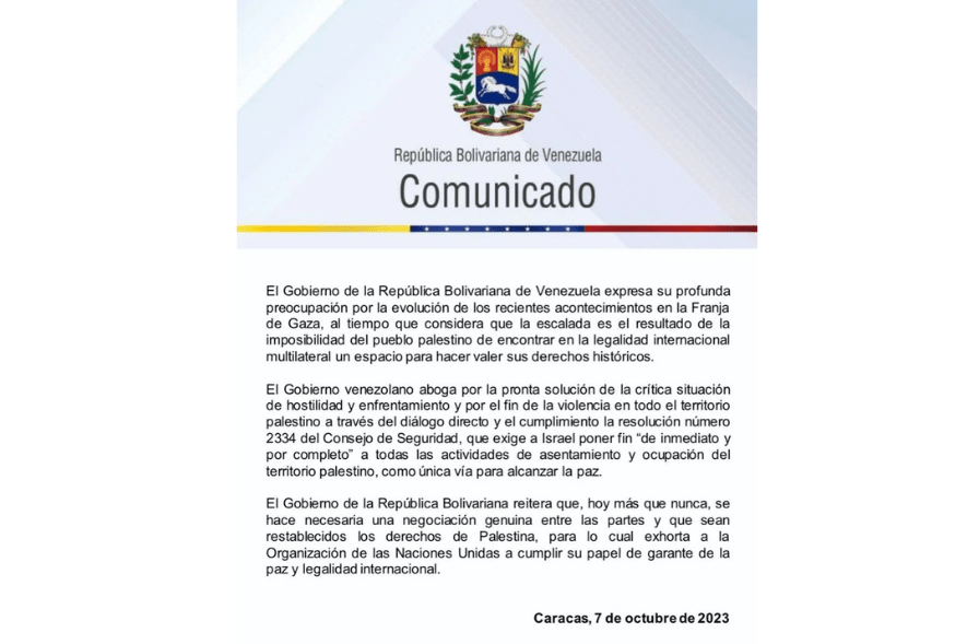 Comunicado Venezuela