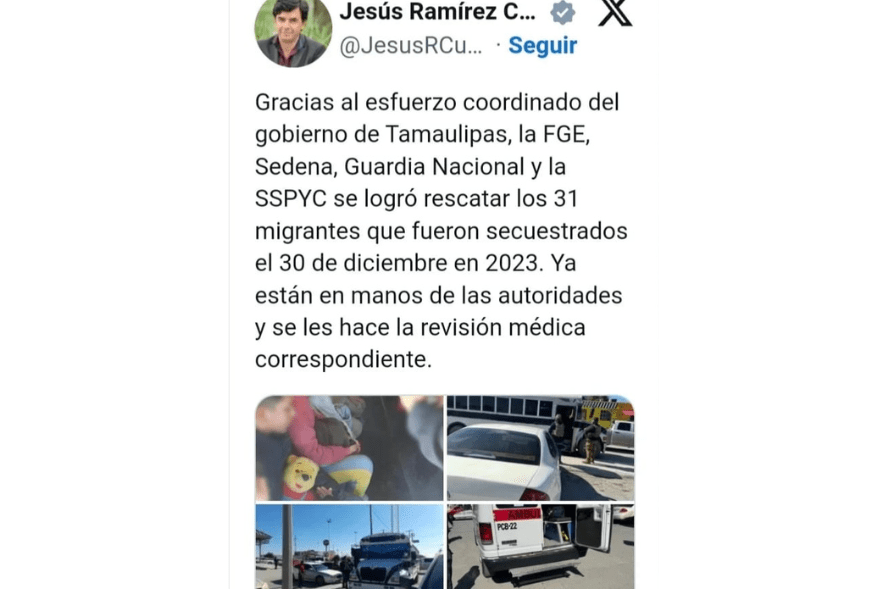 Confirman que Operativo permitió el rescate de los 31 migrantes Sanos y Salvos