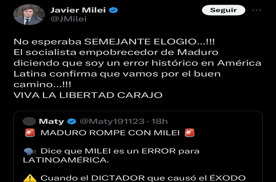 Repuesta Milei a maduro