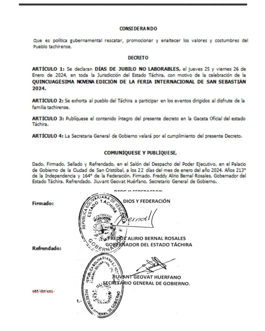 Gaceta de Jueves y Viernes "Días de Júbilo y no laborables