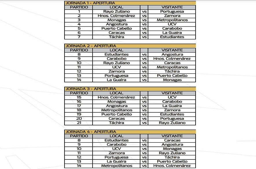 Conoce el calendario del torneo Apertura 2024 Futve TACHIRA NEWS