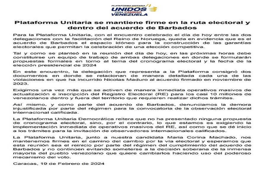 Comunicado PUD noticias táchira