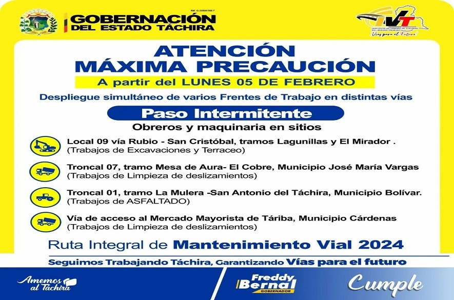 Mantenimiento vial táchira