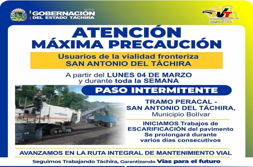 Paso intermitente San Antonio noticias táchira