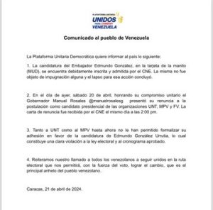 Comunicado Unidad