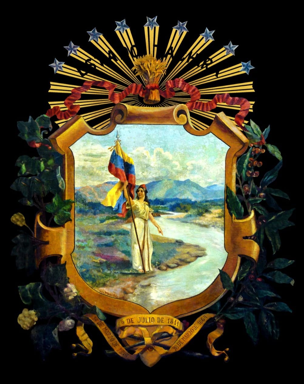 (Por esta razón la fecha del 14 de marzo de 1856 figura en el Escudo del Táchira) (Cuadro de Marcos León Mariño, investigado por el Dr. Samir Sánchez Imagen procesada por Sigrid Márquez).(Por esta razón la fecha del 14 de marzo de 1856 figura en el Escudo del Táchira) (Cuadro de Marcos León Mariño, investigado por el Dr. Samir Sánchez Imagen procesada por Sigrid Márquez).