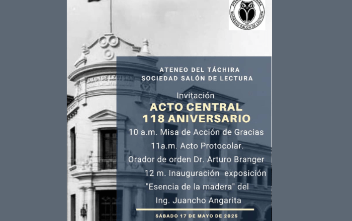 Ateneo del Táchira Celebrará su 118° Aniversario con Acto Central y Exposición