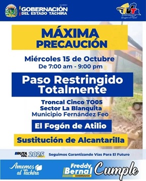 No hay paso por la troncal 5