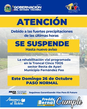 🚨ATENCIÓN 🚨 Usuarios de la vialidad de la zona sur del estado
