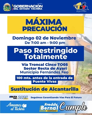 Paso restringido en la troncal 05