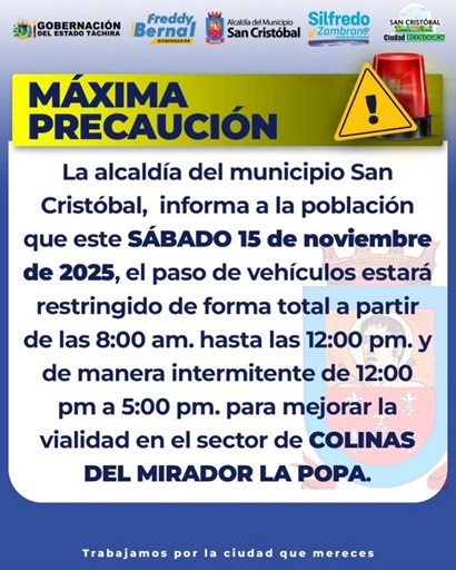 Táchira No habrá paso por El Mirador