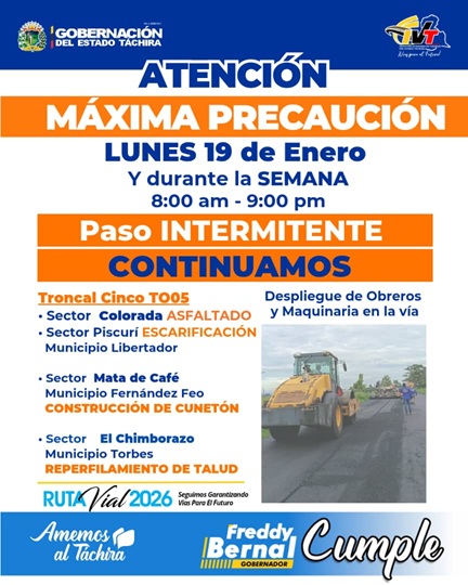 Táchira: No hay paso por la troncal 05