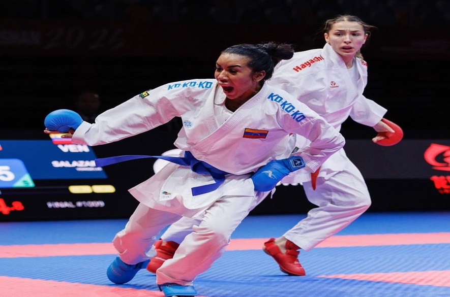 Yorgelis Salazar Oro en la liga premier de Karate