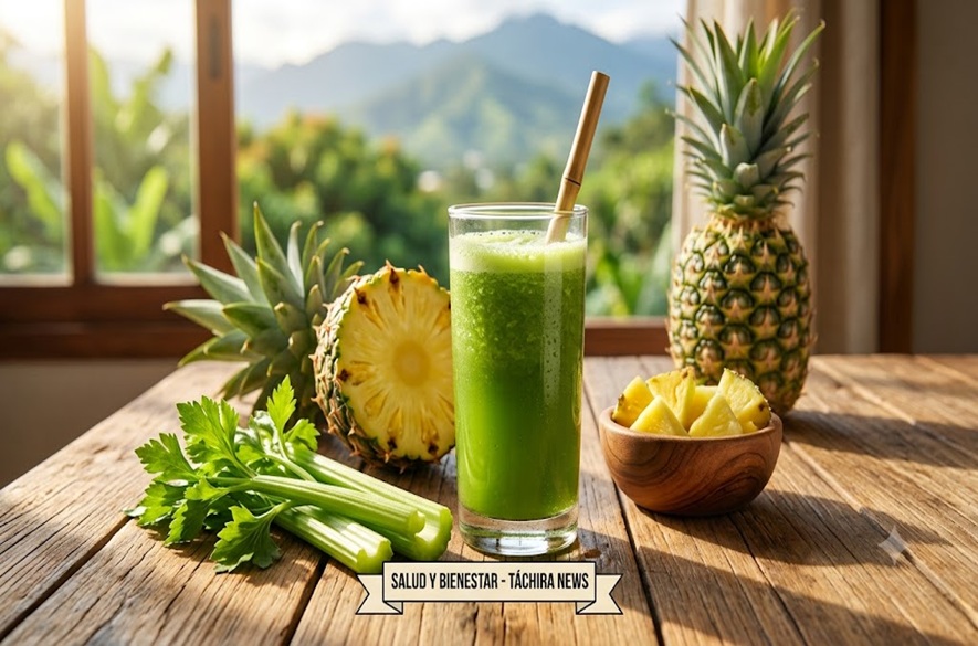 El secreto verde para tu digestión: Cómo el jugo de piña y apio transforma tus mañanas (y mejora tus noches)